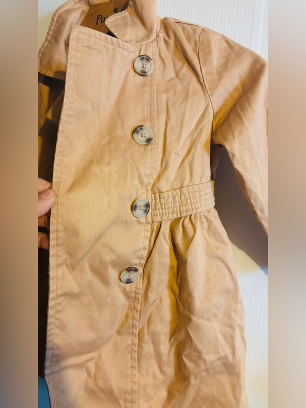 Baby GAP Girls' Tan Double-Breasted Pea Coat with Leopard Lining size 3T - Picture 2 of 8